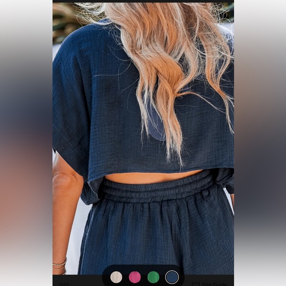 Cupshe Crinkle Woven Backless Drawstring Romper Size Small NWT - Picture 6 of 9